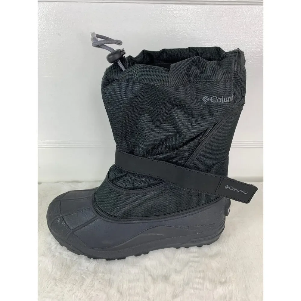 Columbia Powderbug Plus II Youth Size 6 Black Winter Snow Boots BY1326-012